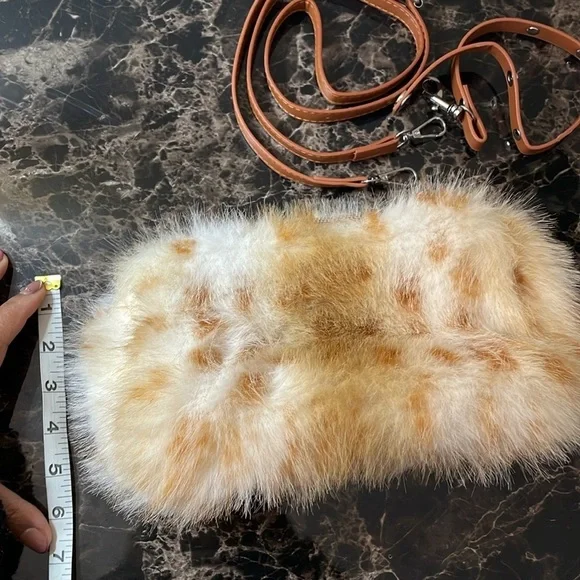 Tan Plush Chain Handbag - Picture 10 of 12